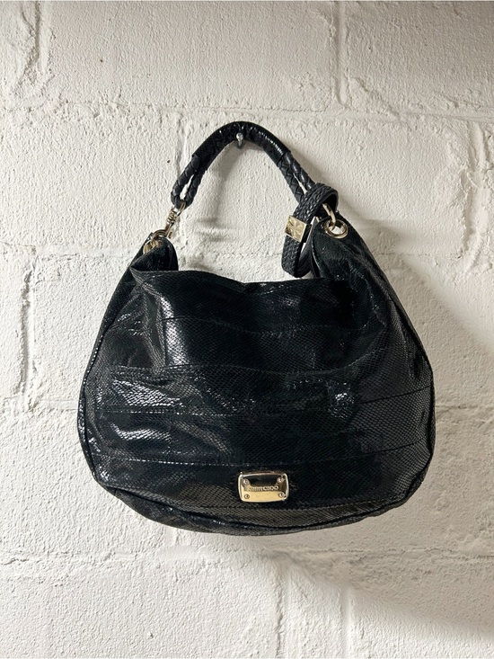 Jimmy Choo Handbags - JIMMY CHOO Snake Print Patent Leather Large Hobo Shoulder Bag EUC
